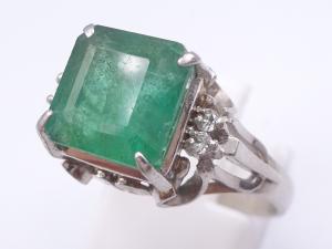 Pt900 エメラルド 2.99ct ダイヤ 0.06ct リング 5.2g